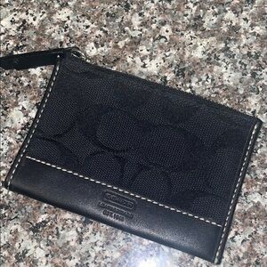 Coach Black Canvas and Leather Card Wallet